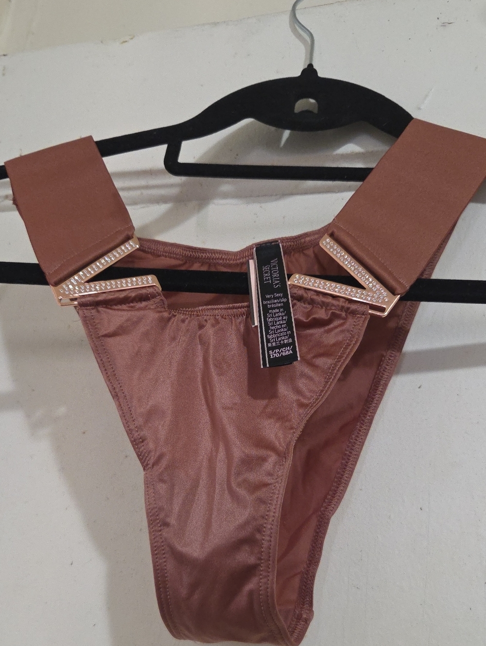 Victoria's Secret Rose Bronze Bikini Thong with Decorative V Accents